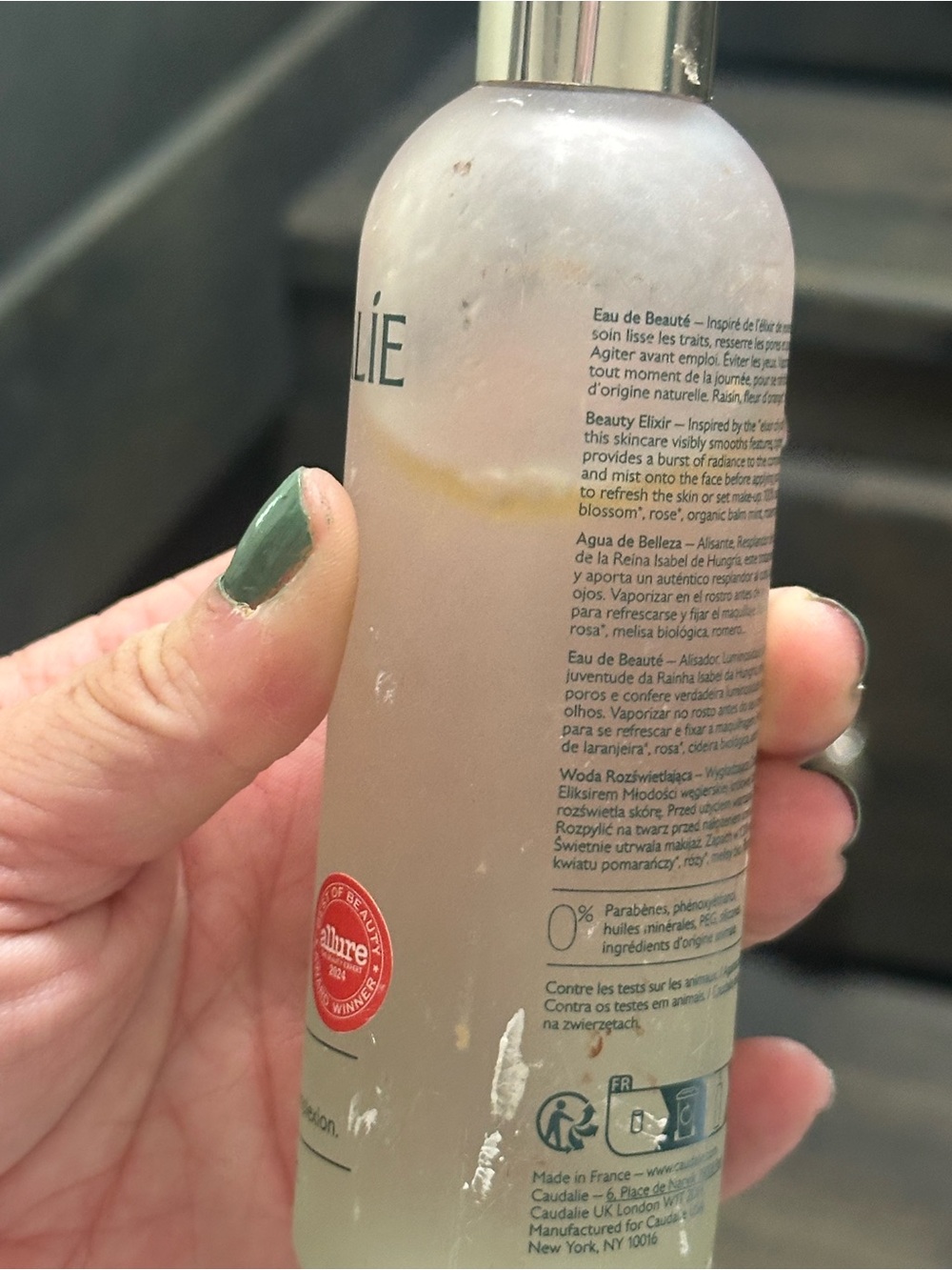 Caudalie Beauty Elixir Facial Spray - Silver Cap, Frosted Clear Bottle - Picture 2 of 2